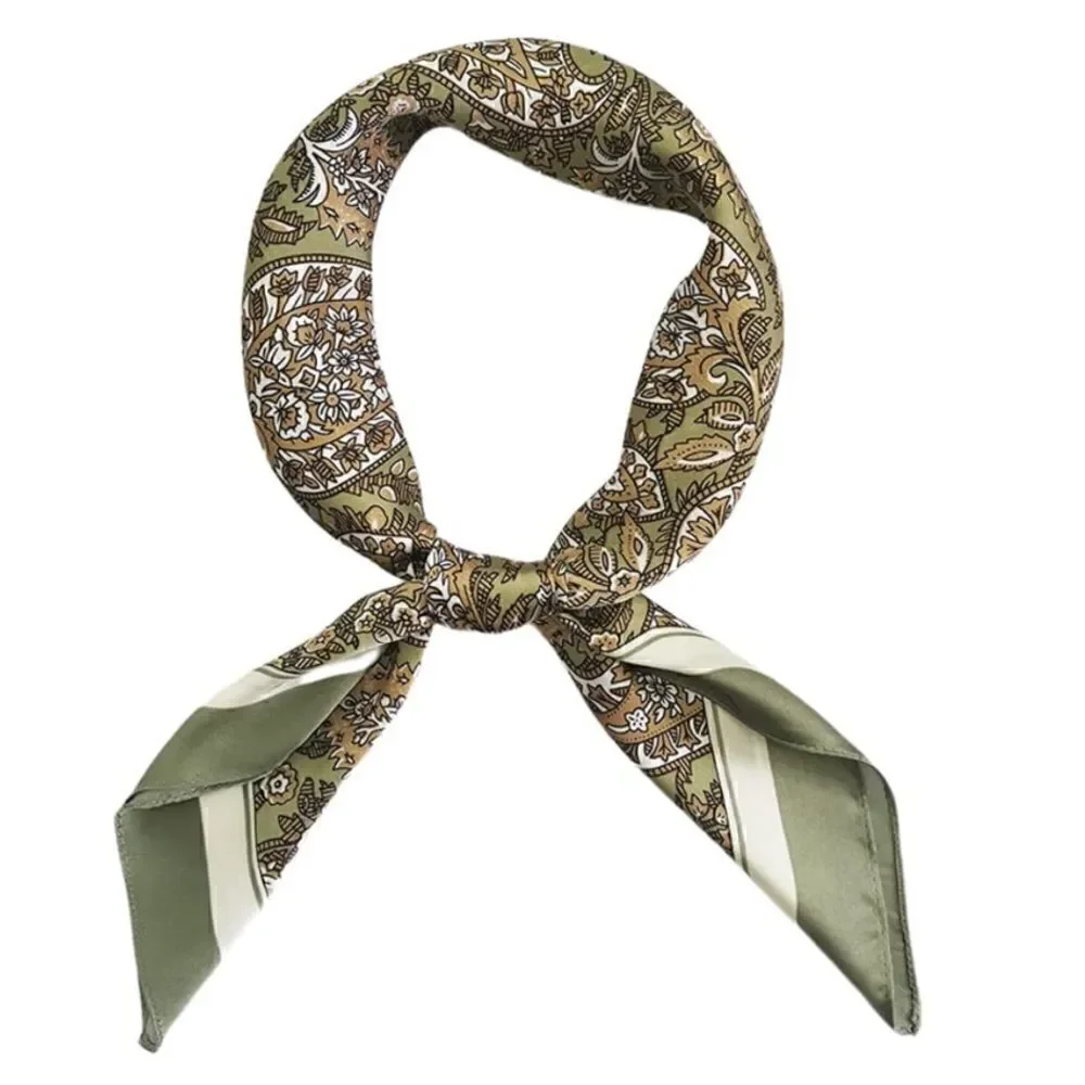 Paisley Green Silky Scarf